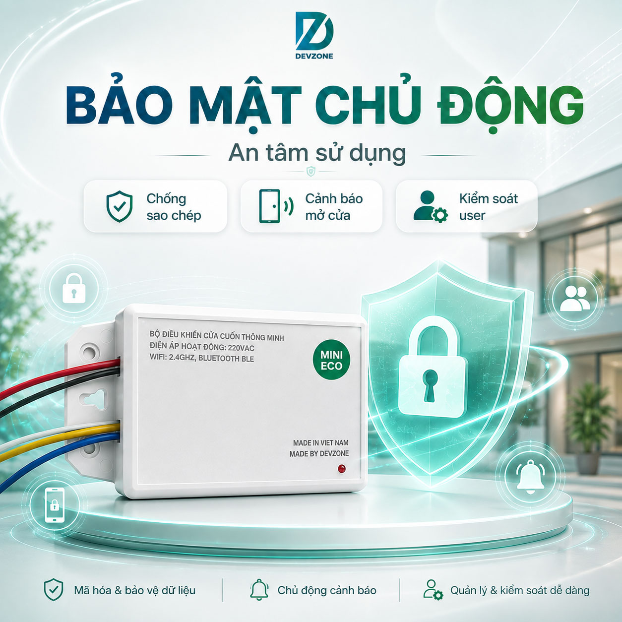 Công tắc cửa cuốn DevZone góc nghiêng