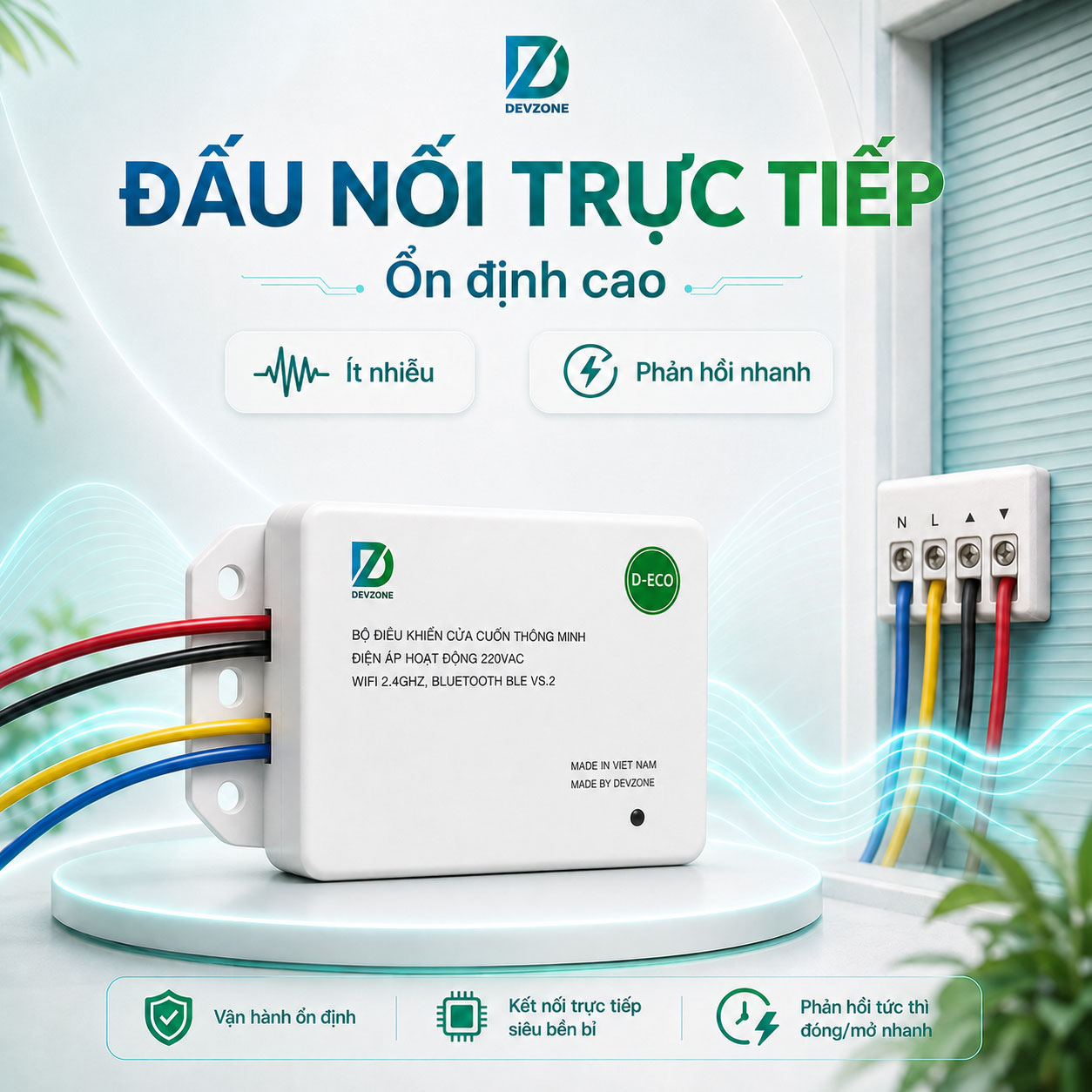 Công tắc cửa cuốn DevZone màu đen