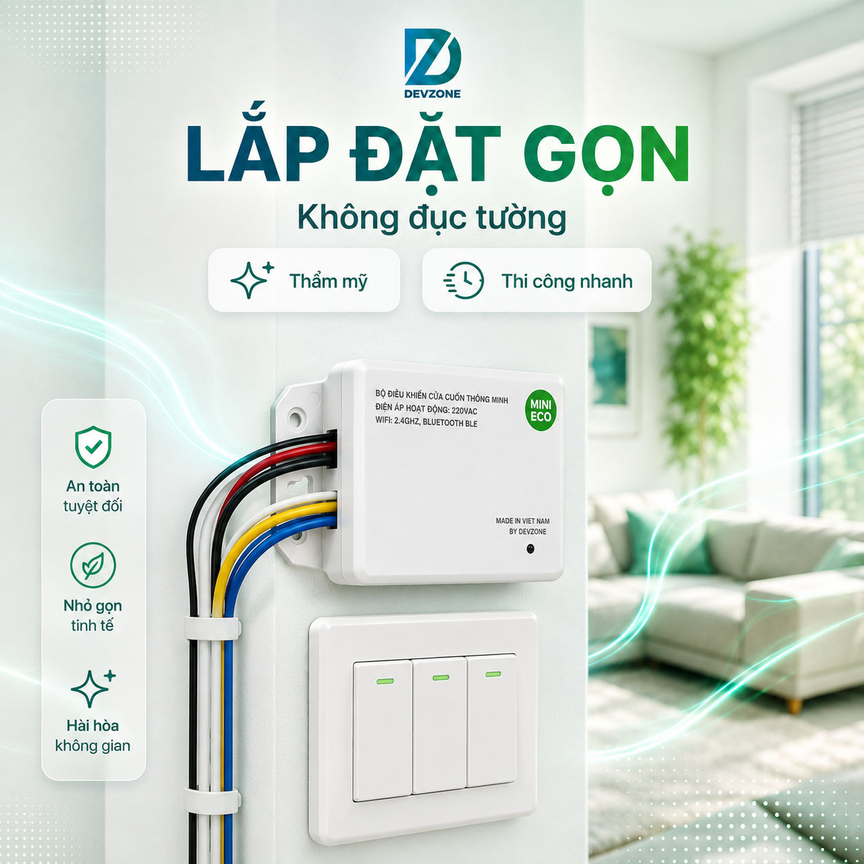 Công tắc cửa cuốn DevZone mặt bên