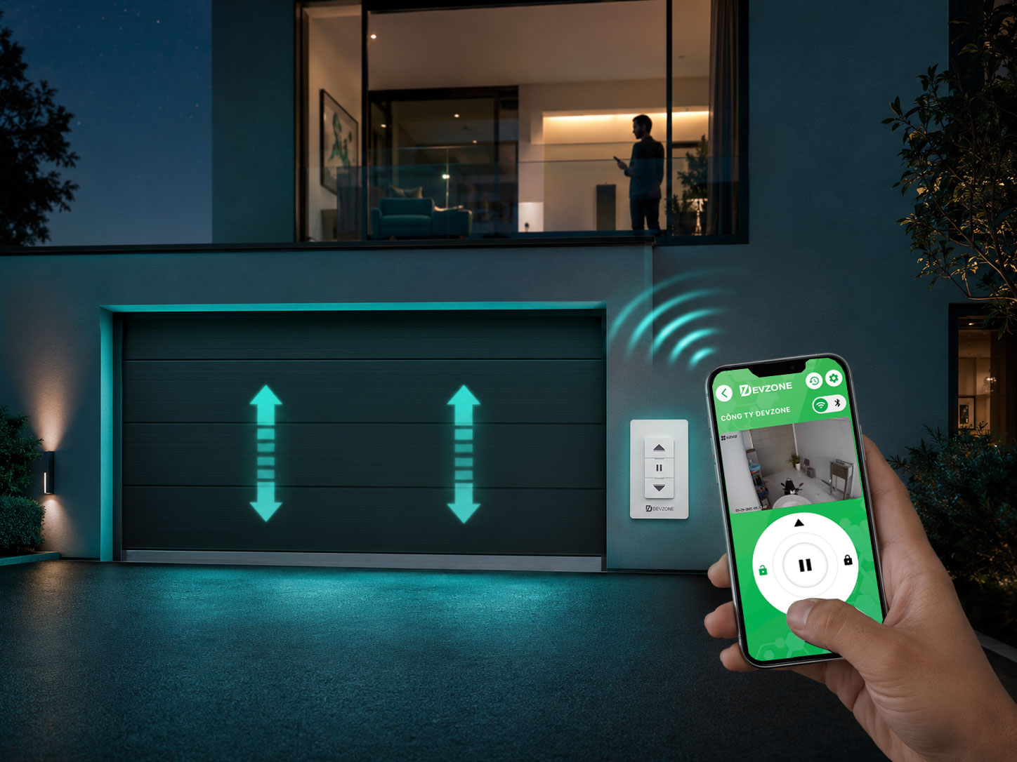 Điều khiển cửa cuốn từ xa bằng điện thoại