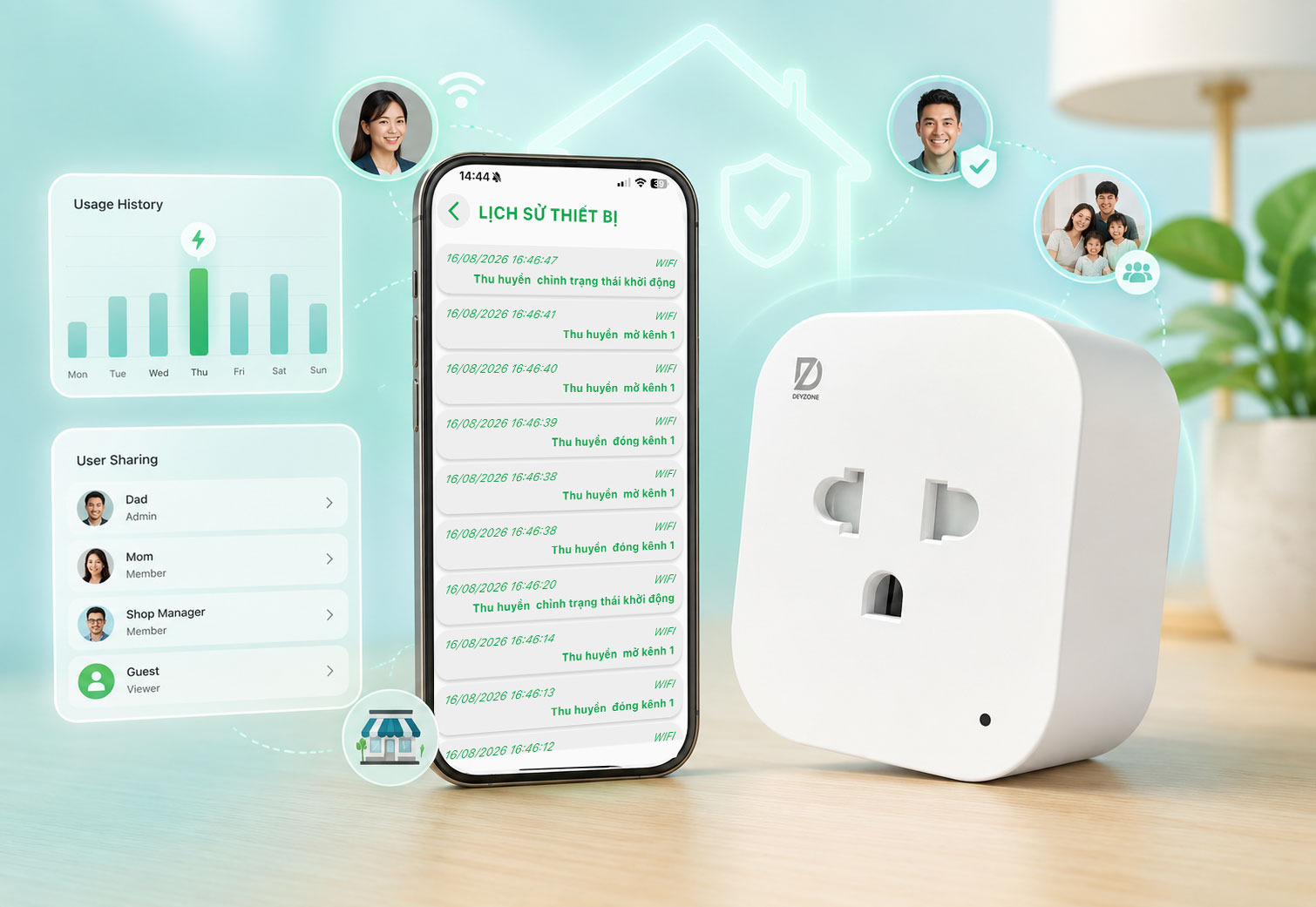 Quản lý lịch sử và quyền sử dụng ổ cắm DEVZONE SPD
